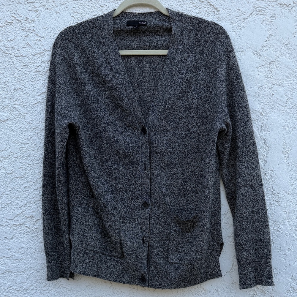 Aqua Cashmere 100% Cashmere Long Cardigan Large